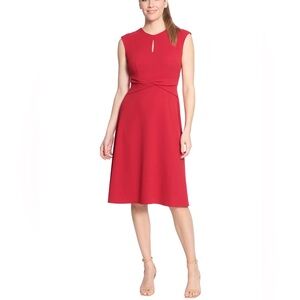 London Times Twist Waist Fit & Flare Dress